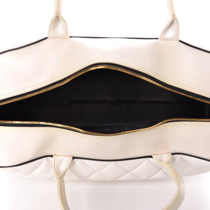 Chanel Calfskin Quilted Large Bowler White 8 of 13