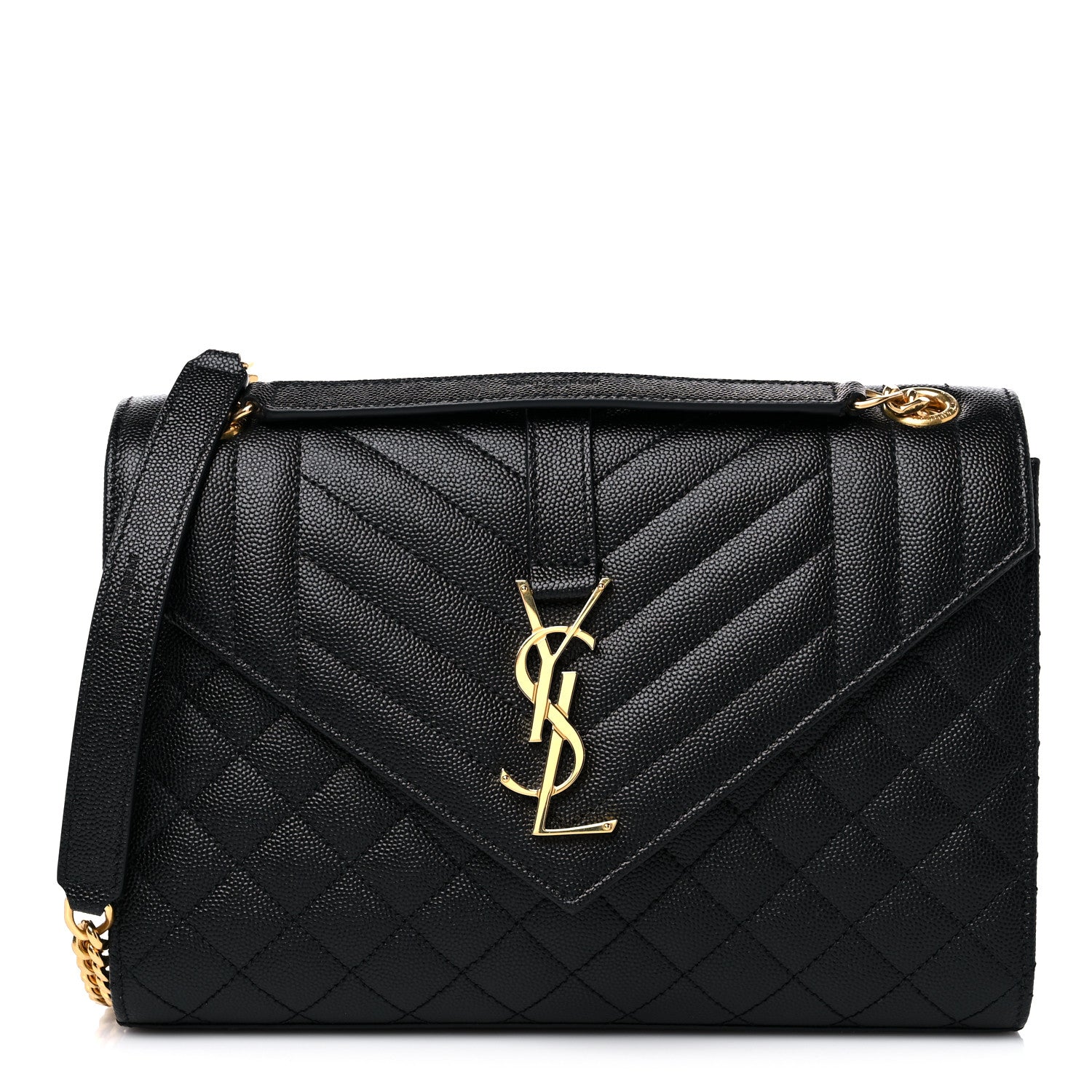 Saint Laurent Grain De Poudre Textured Mixed Matelasse Triquilt Medium Monogram Satchel Black 1 of 10