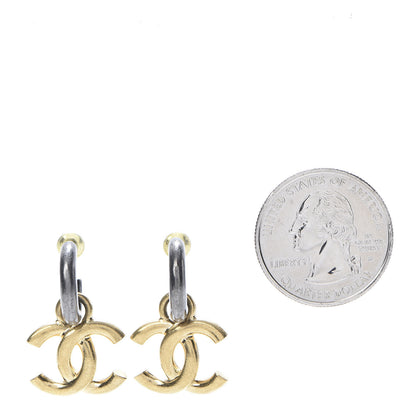 Chanel Metal Drop CC Earrings Ruthenium Gold 2 of 5