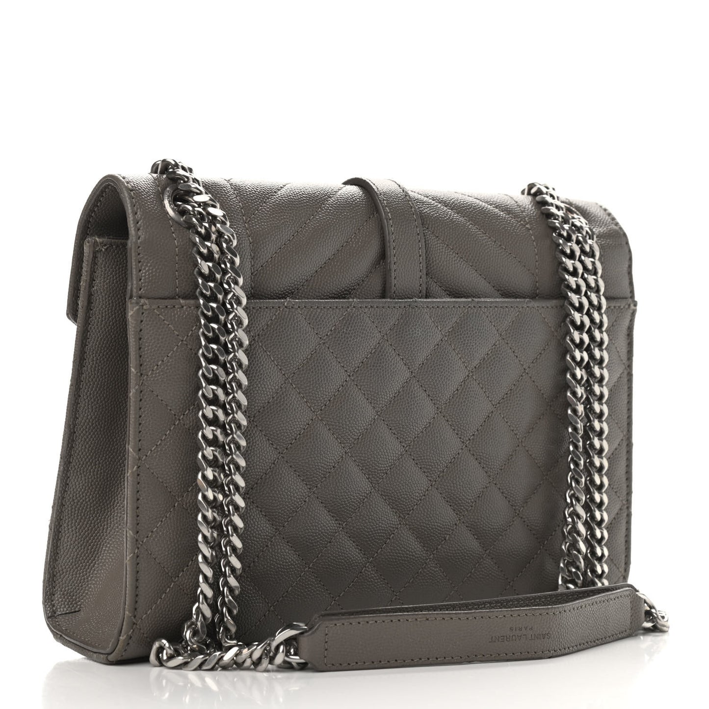 Grain De Poudre Textured Mixed Matelasse Medium Triquilt Monogram Satchel Earth