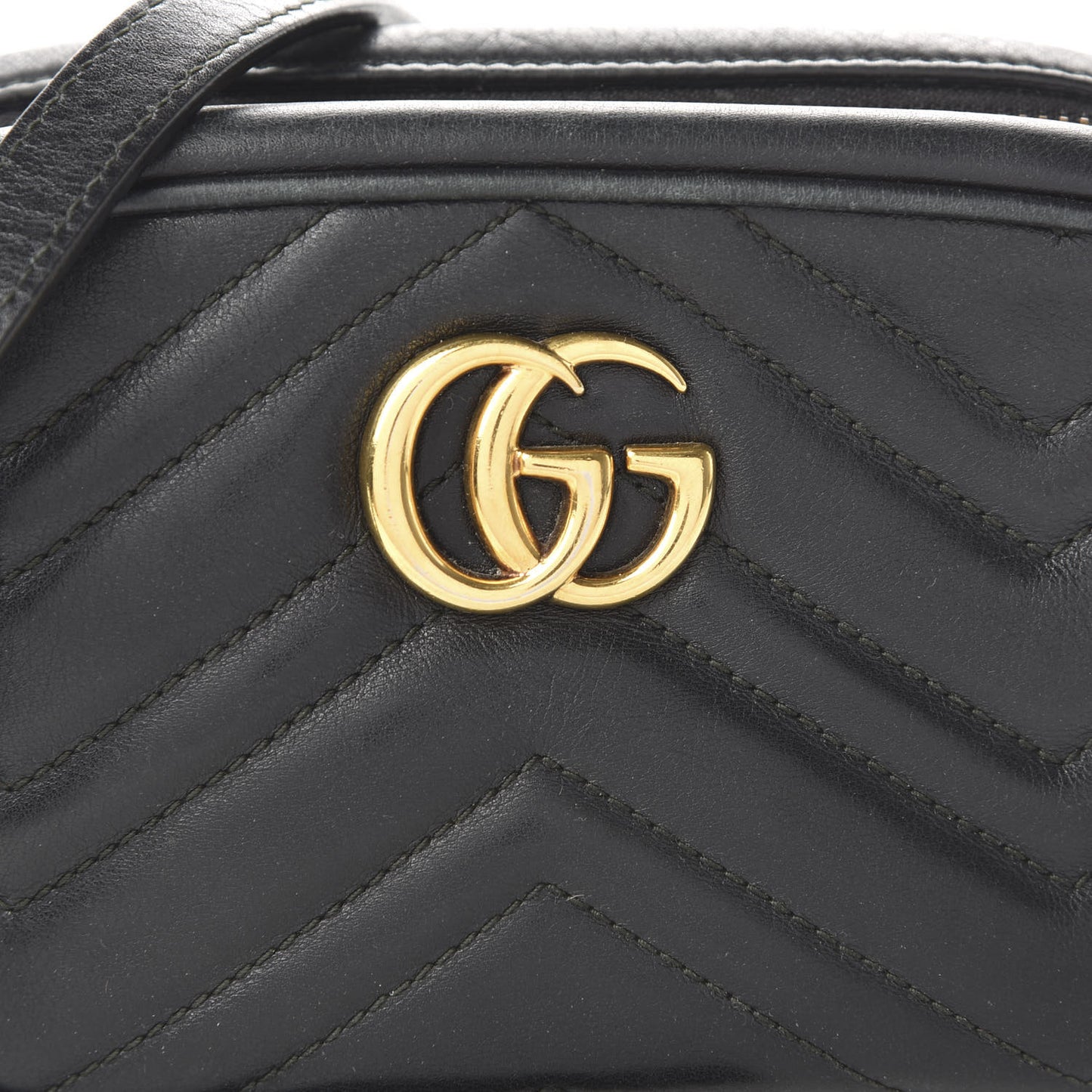 Calfskin Matelasse Mini GG Marmont Chain Shoulder Bag Black