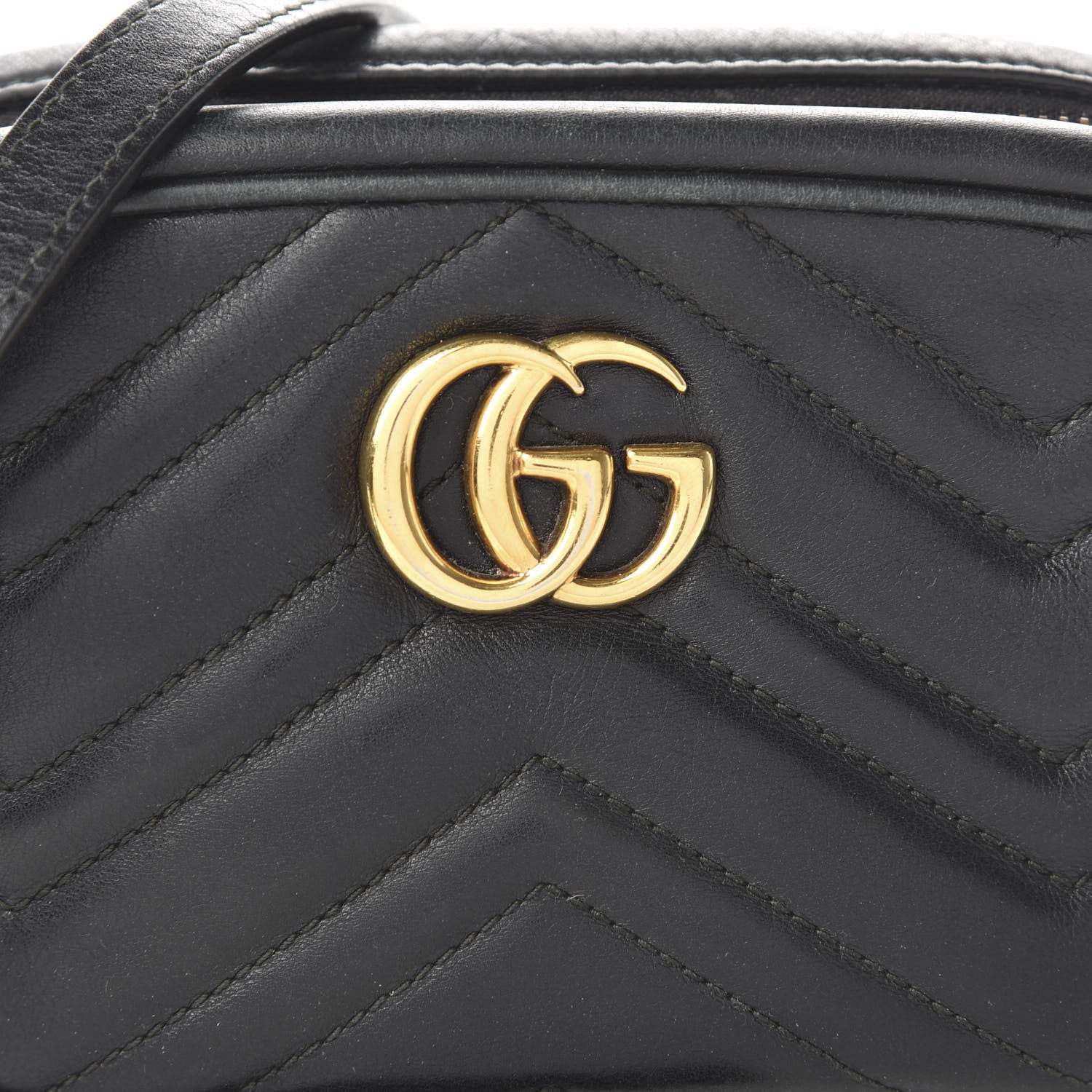Gucci Calfskin Matelasse Mini GG Marmont Chain Shoulder Bag Black 10 of 10