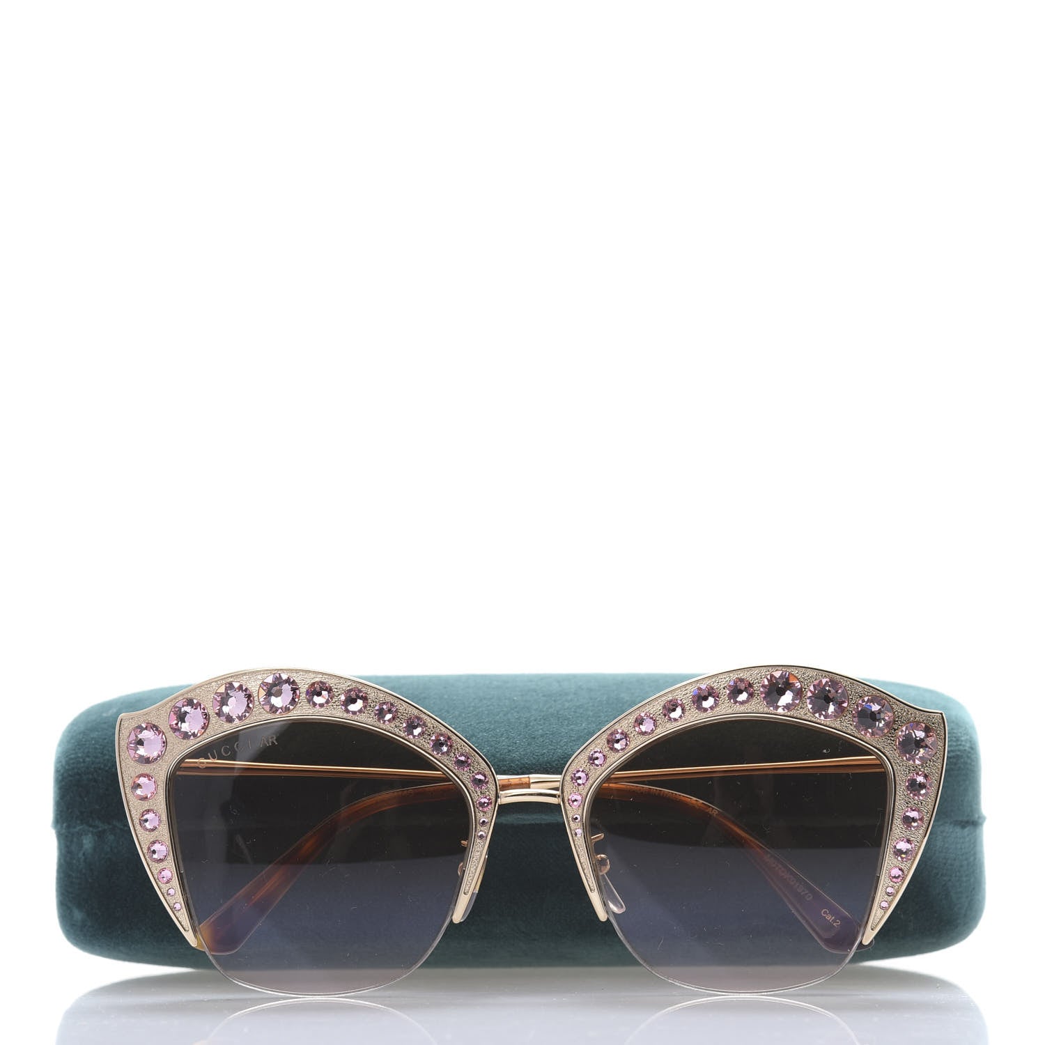 Gucci Metal Crystal Cat Eye Sunglasses GG00114S Pink 8 of 8