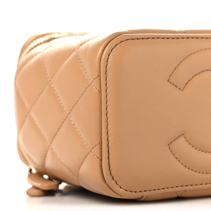 Chanel Lambskin Quilted Pearl Crush Small Vanity Case With Chain Beige 10 of 12