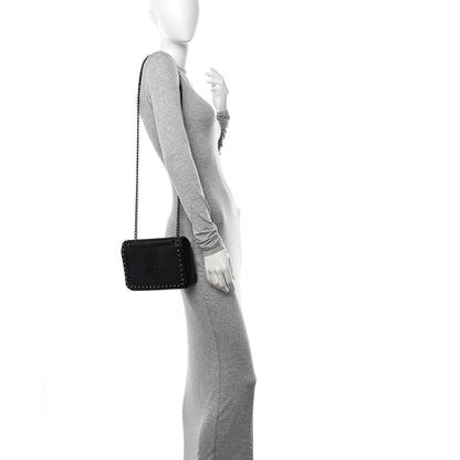 Prada Glace Calfskin Studded Crossbody Black 2 of 14