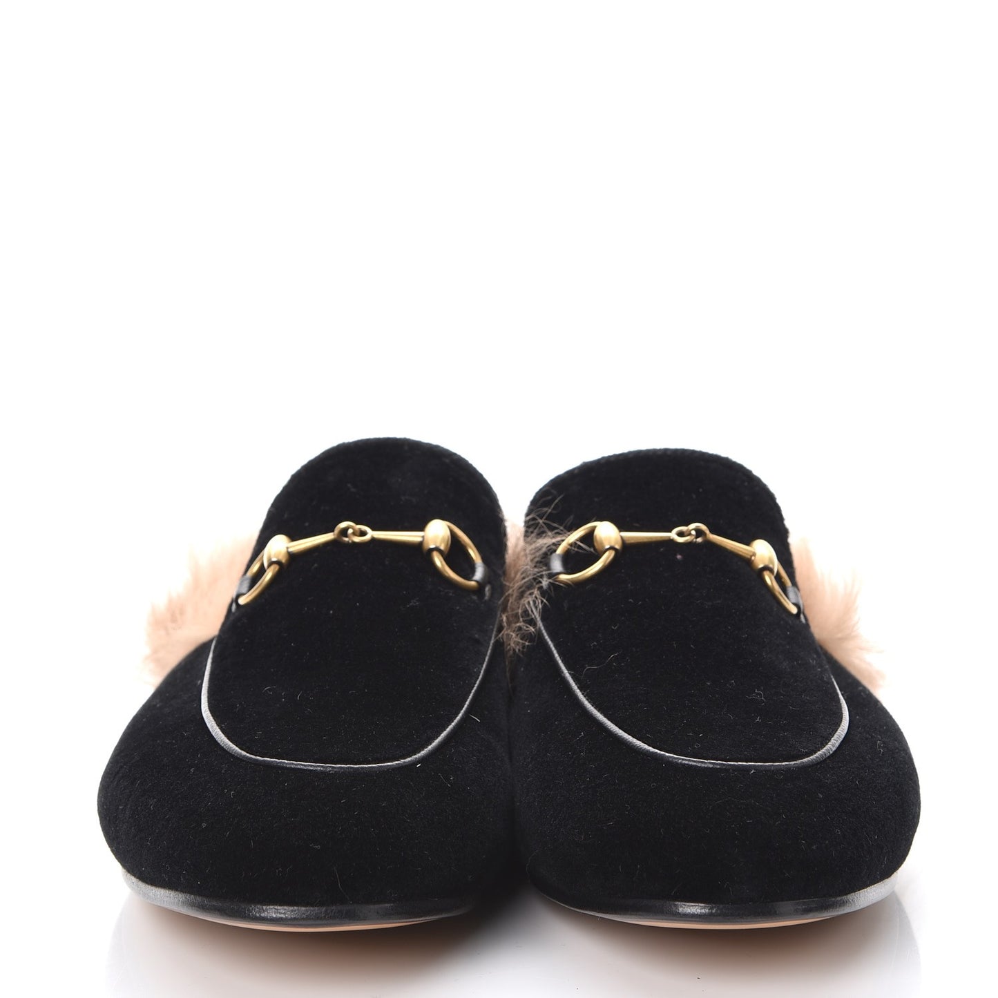 Velvet Fur Womens Princetown Slippers 41 Black