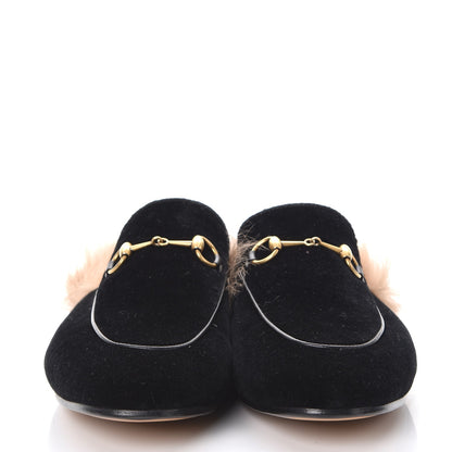 Gucci Velvet Fur Womens Princetown Slippers 41 Black 2 of 8