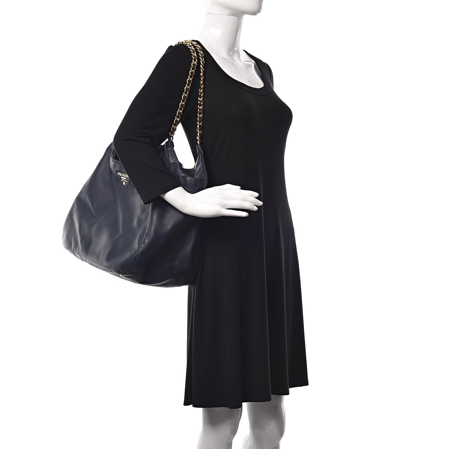 Prada Soft Calf Chain Tote Baltico 2 of 12