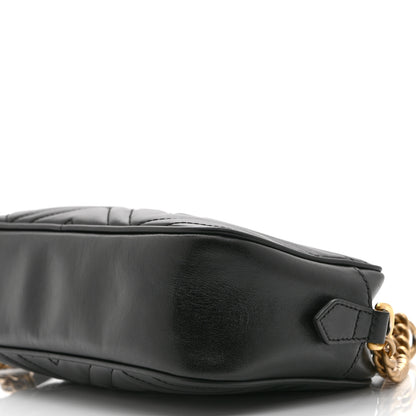 Gucci Calfskin Matelasse Small GG Marmont Chain Shoulder Bag Black 11 of 12