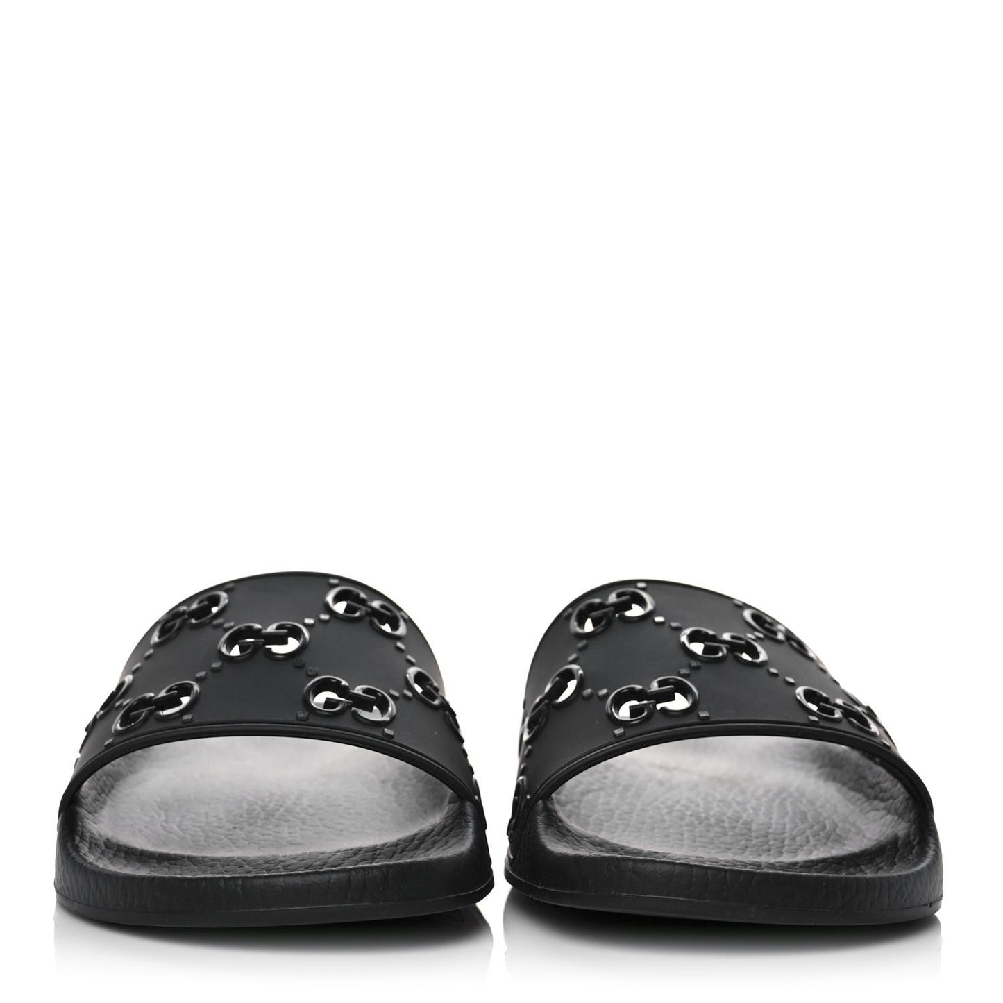 Rubber GG Monogram Perforated Womens Slide Sandals 39 Black