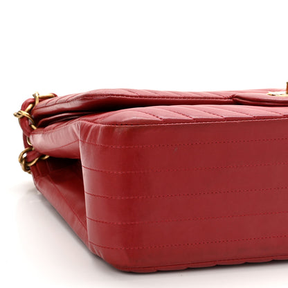 Chanel Lambskin Chevron Quilted Jumbo Double Flap Dark Red 9 of 12
