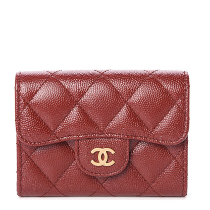 Chanel Iridescent Caviar Quilted Flap Card Holder Wallet Burgundy 1 of 7