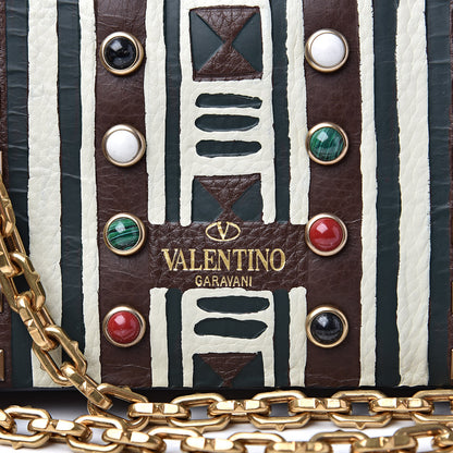 Valentino Garavani Grained Calfskin Tribal B-Rockstud Rolling Flap Cacao 10 of 12