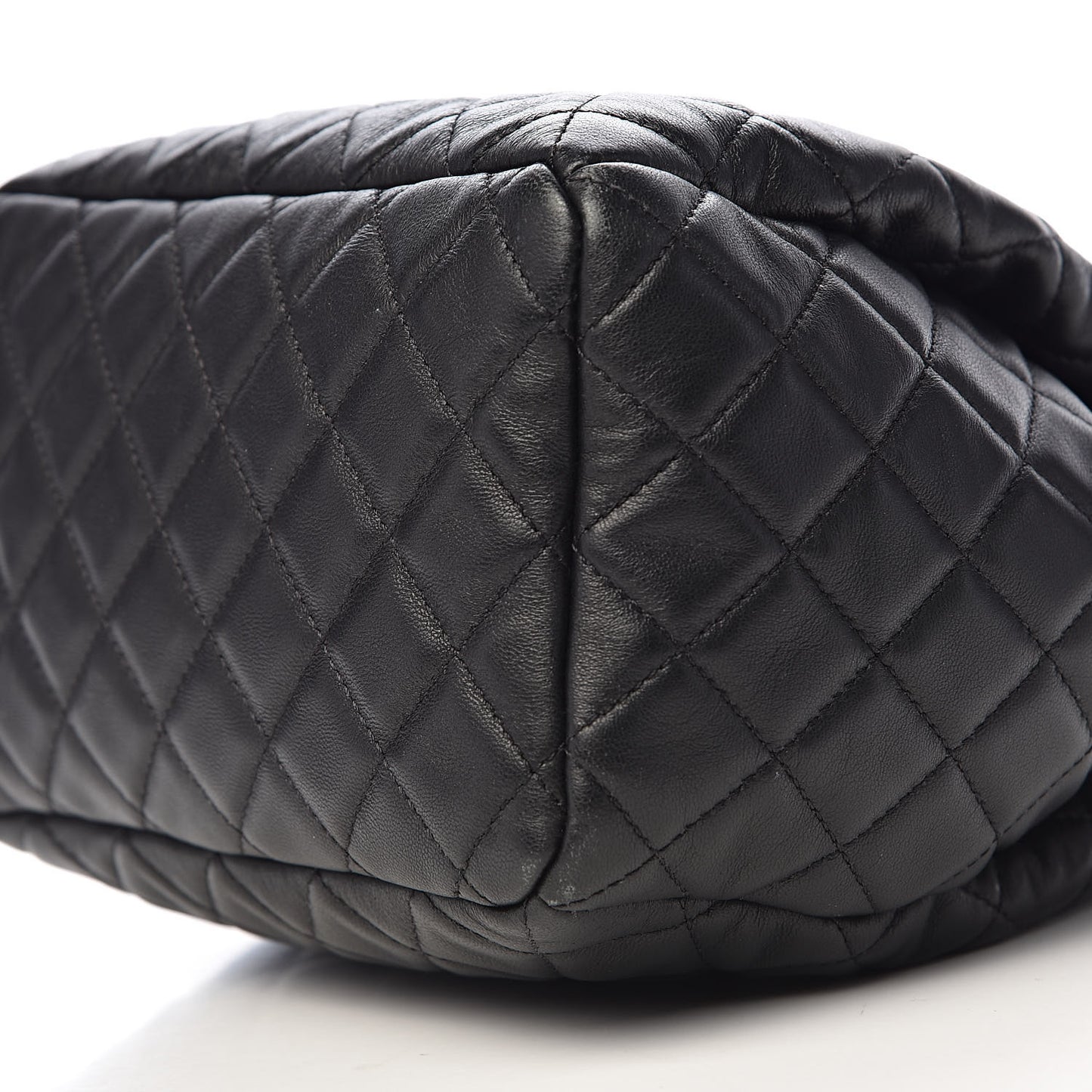 Lambskin Quilted CC Chain Drawstring Tote Black