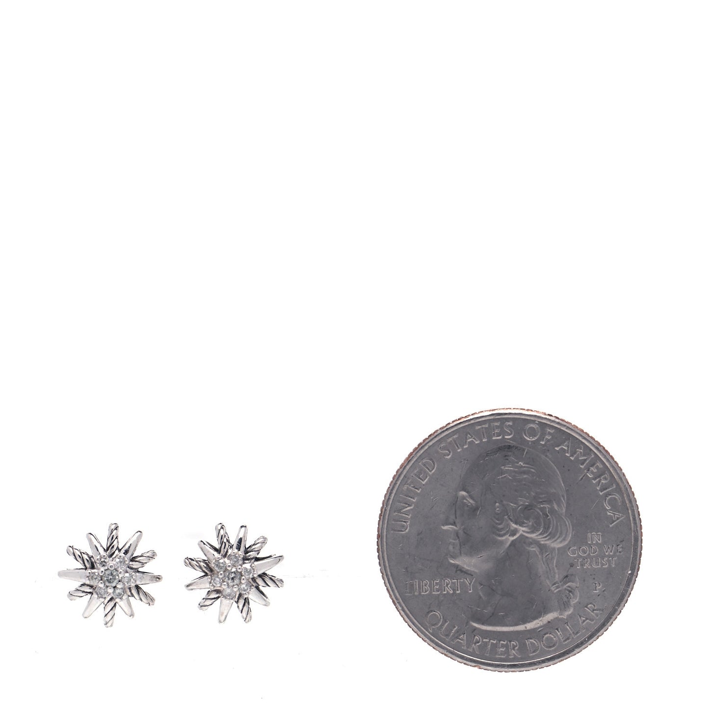Sterling Silver Diamond 10mm Starburst Earrings