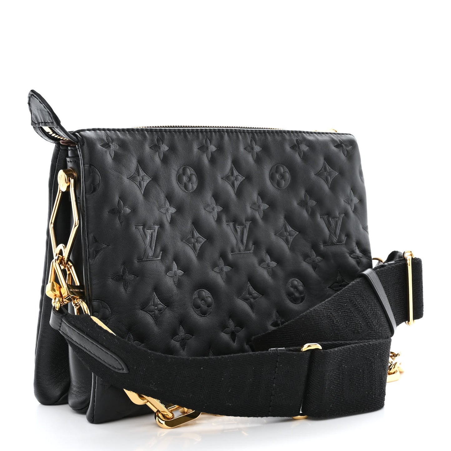 Lambskin Embossed Monogram Coussin PM Black