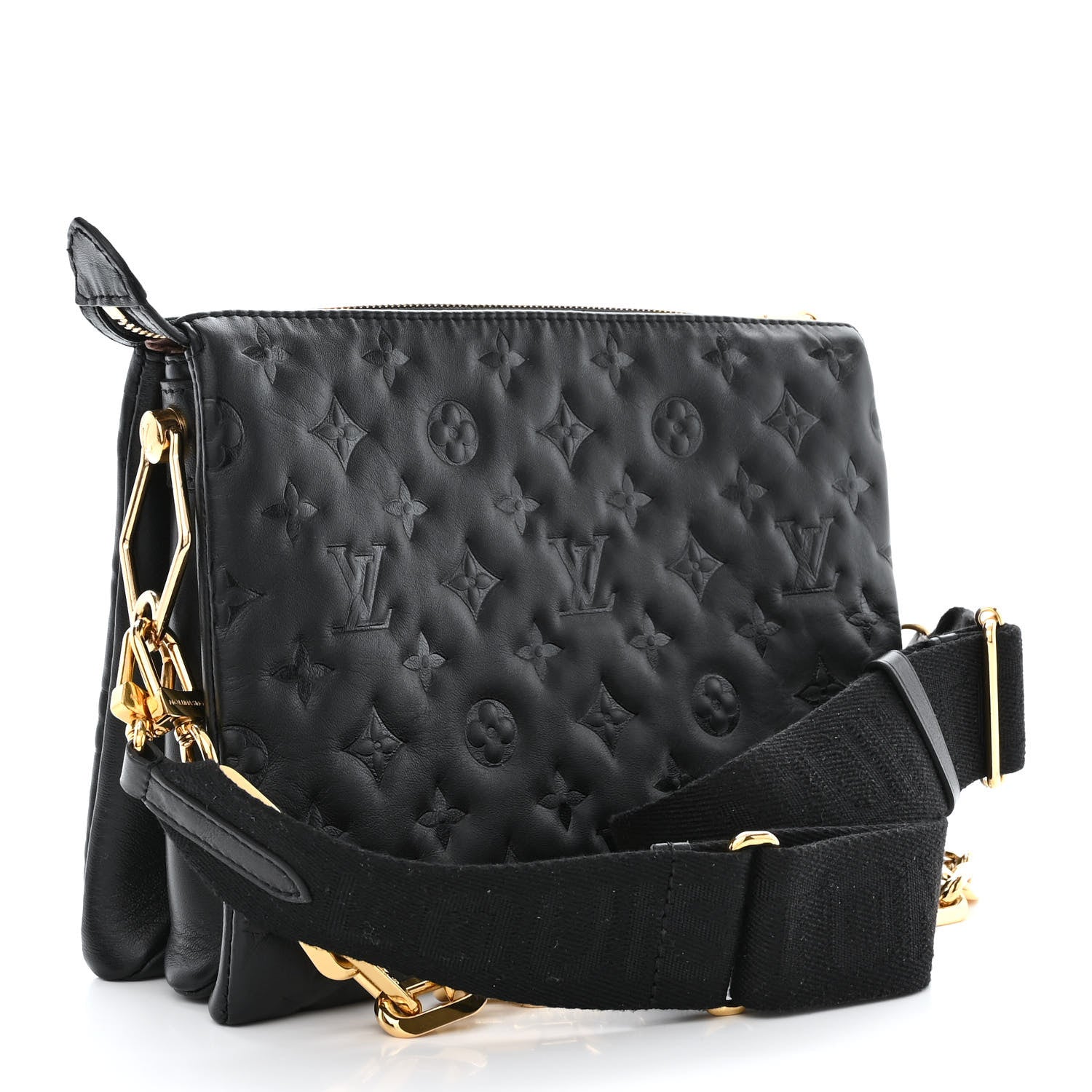 Louis Vuitton Lambskin Embossed Monogram Coussin PM Black 3 of 12