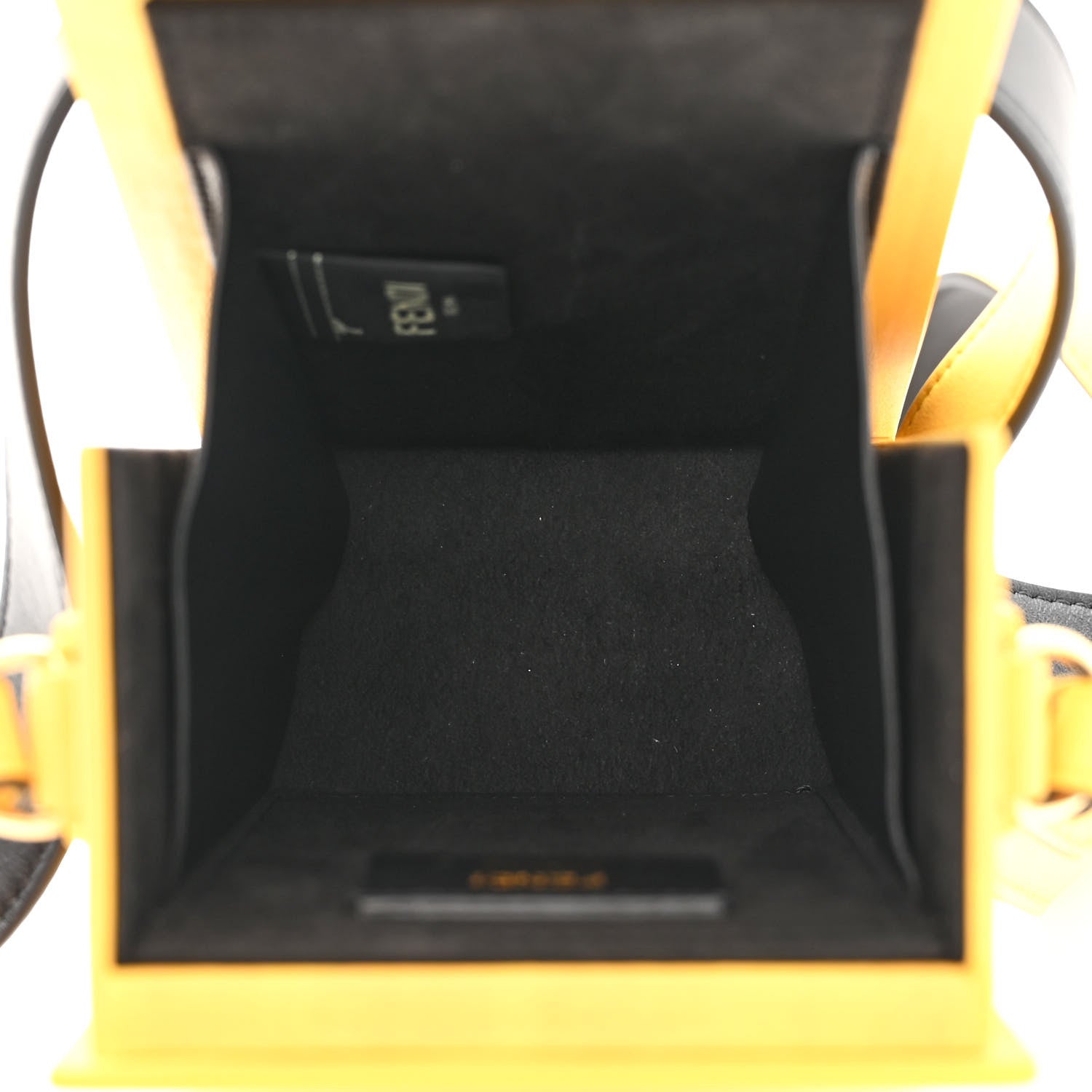 Fendi Vitello Fluffy Logo Vertical Box Yellow Box Black 5 of 10