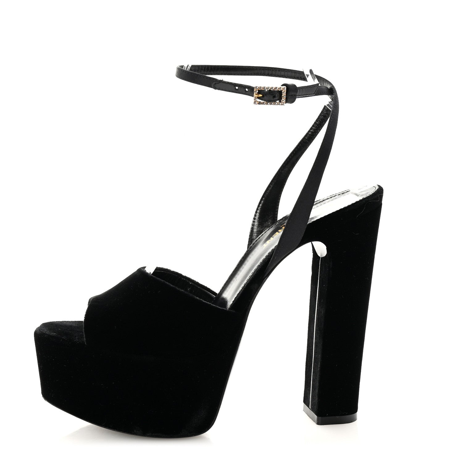 Saint Laurent Velvet Jodie Platform Sandals 36.5 Black 1 of 9