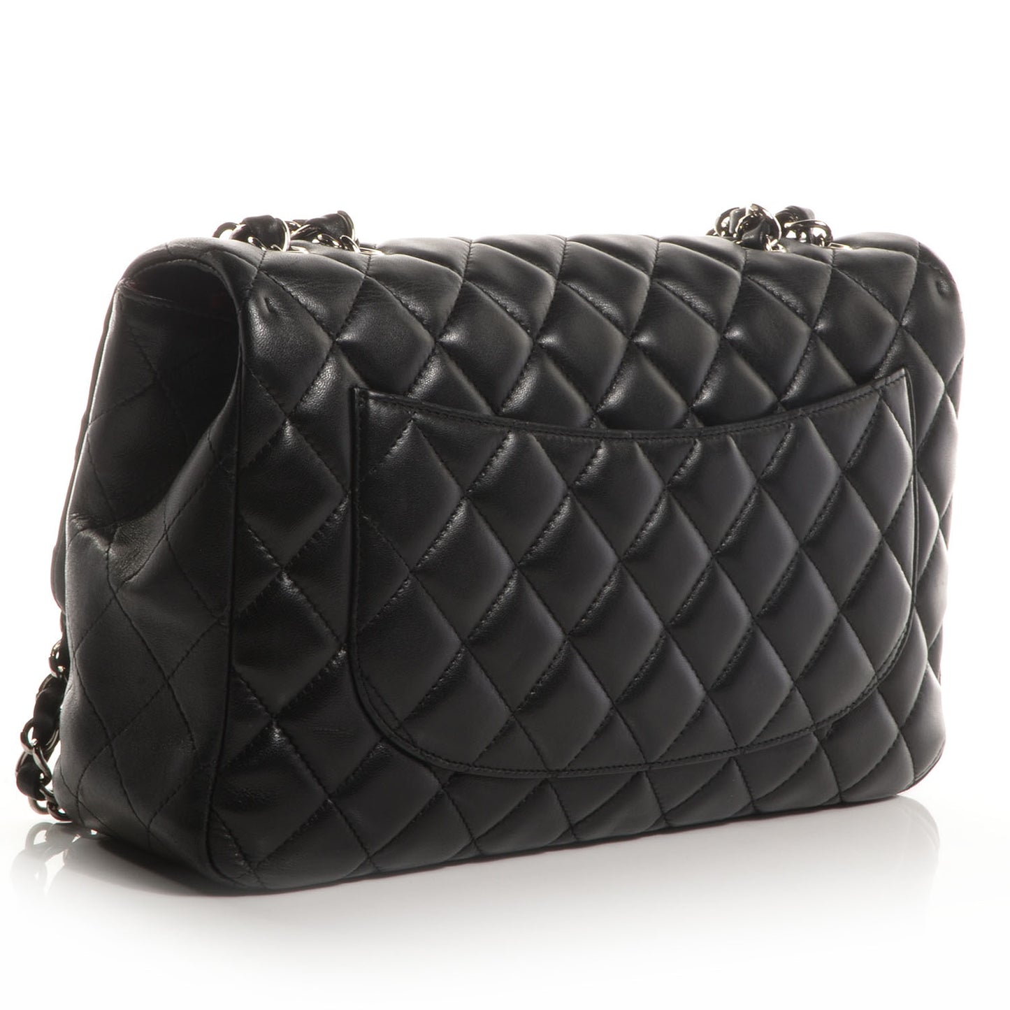 Lambskin Quilted Jumbo Single Flap Black