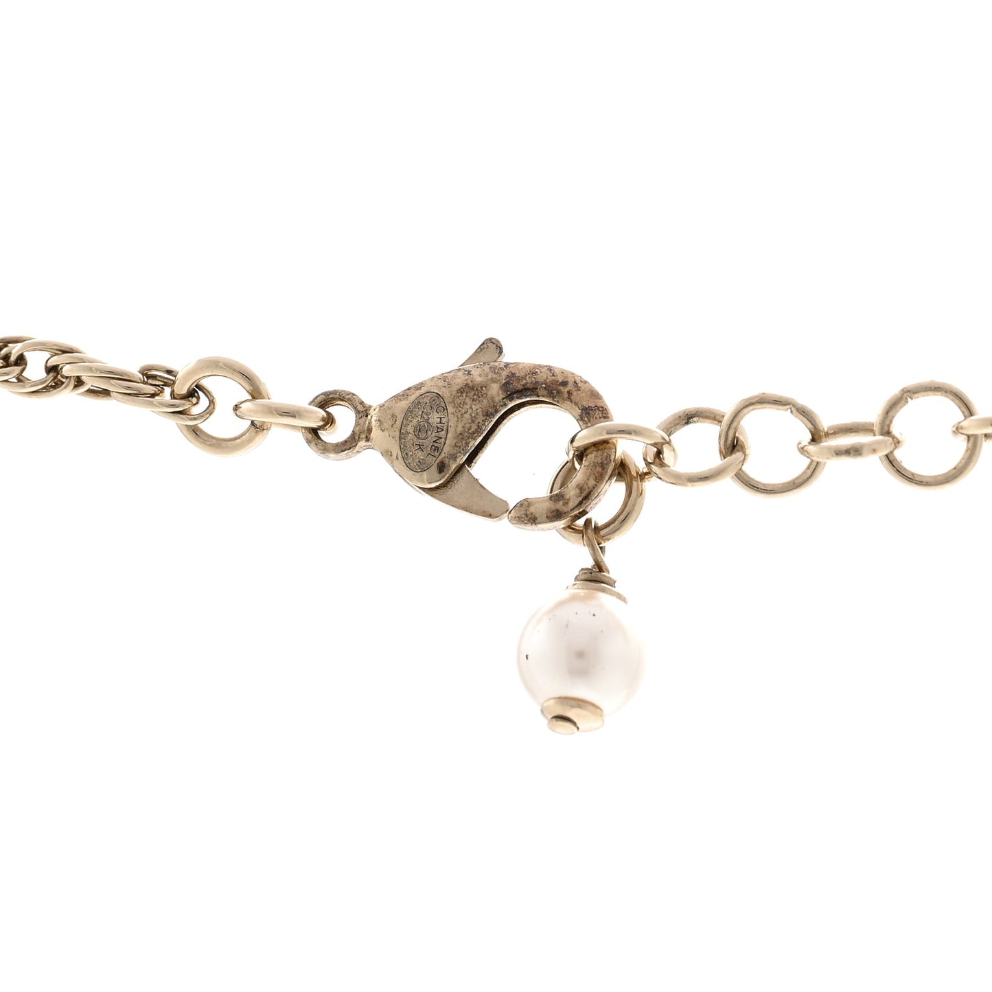 Metal Crystal Logo Bird Cage Necklace Gold