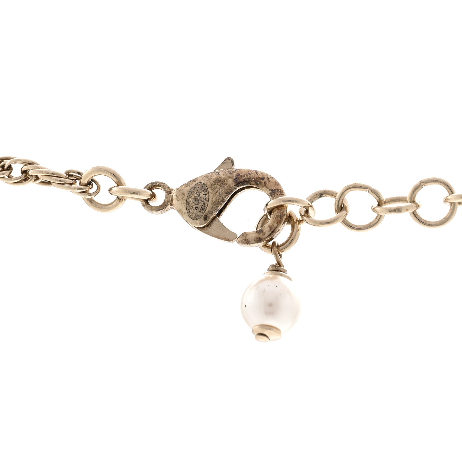 Chanel Metal Crystal Logo Bird Cage Necklace Gold 5 of 5