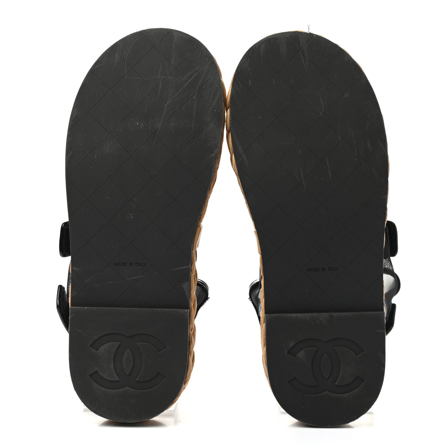 Mesh Patent Calfskin Velcro Dad Sandals 37 Black