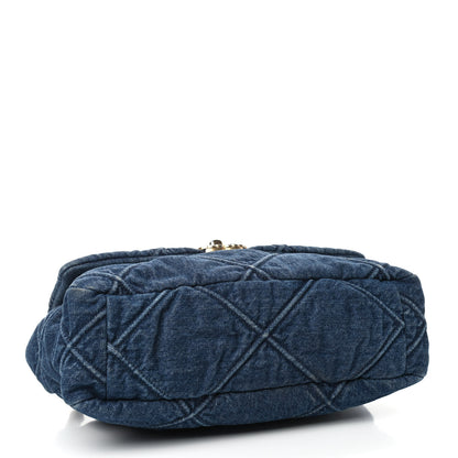 Chanel Denim Quilted Large Chanel 19 Flap Blue 4 of 9