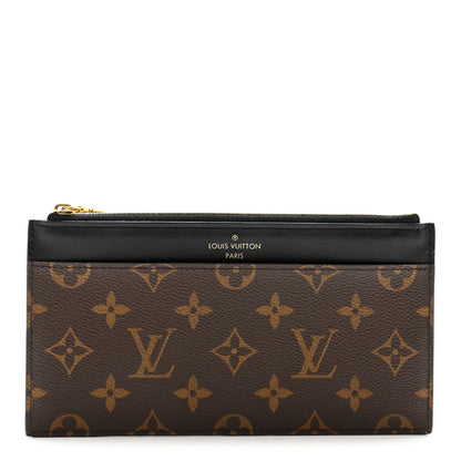 Louis Vuitton LOUIS VUITTON Monogram Slim Purse Black 1 of 8