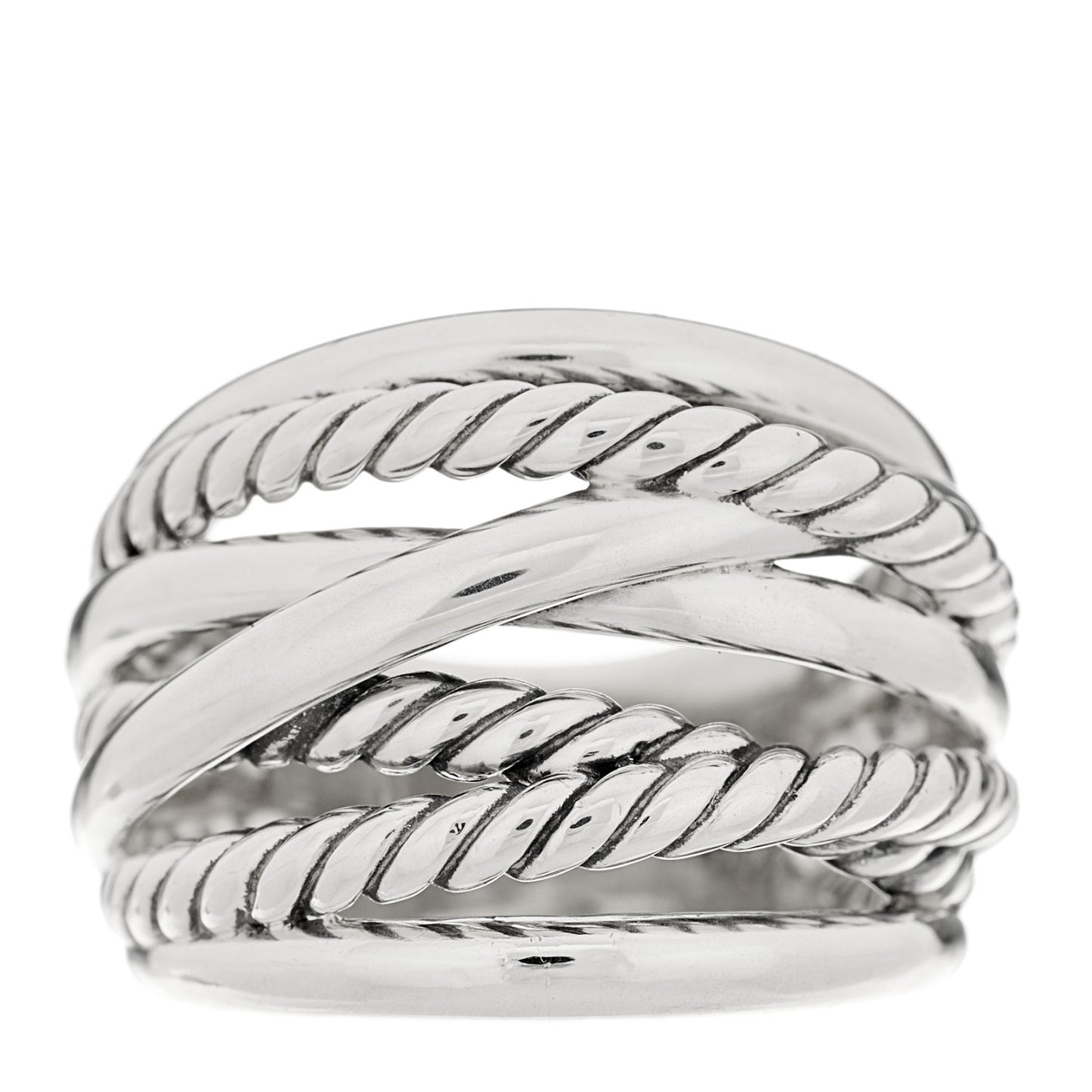Sterling Silver 18mm Wide Crossover Cable Ring 54 6.75