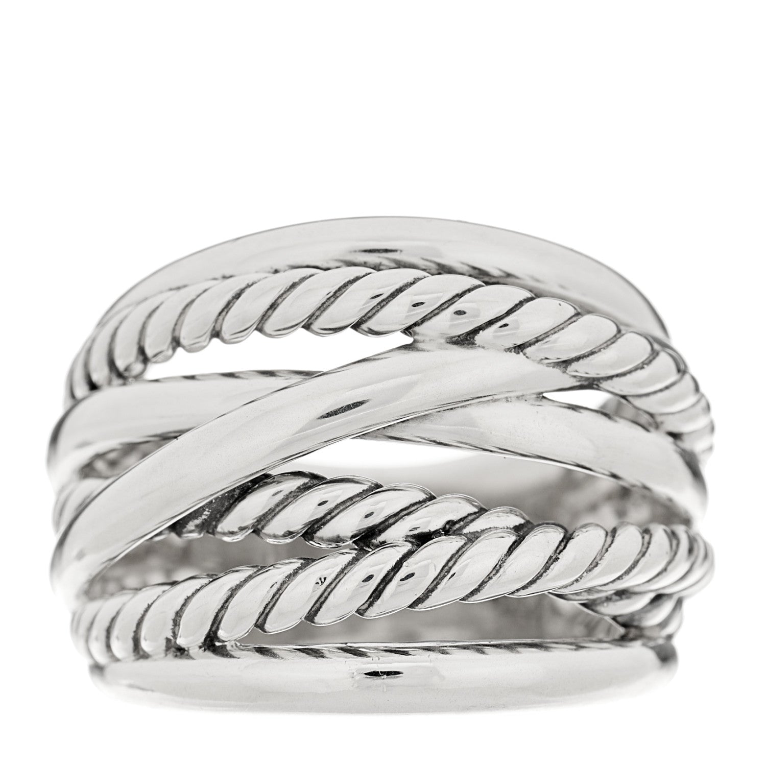 David Yurman Sterling Silver 18mm Wide Crossover Cable Ring 54 6.75 1 of 4