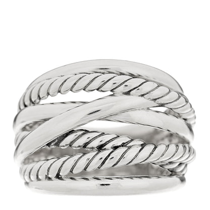 David Yurman Sterling Silver 18mm Wide Crossover Cable Ring 54 6.75 1 of 4