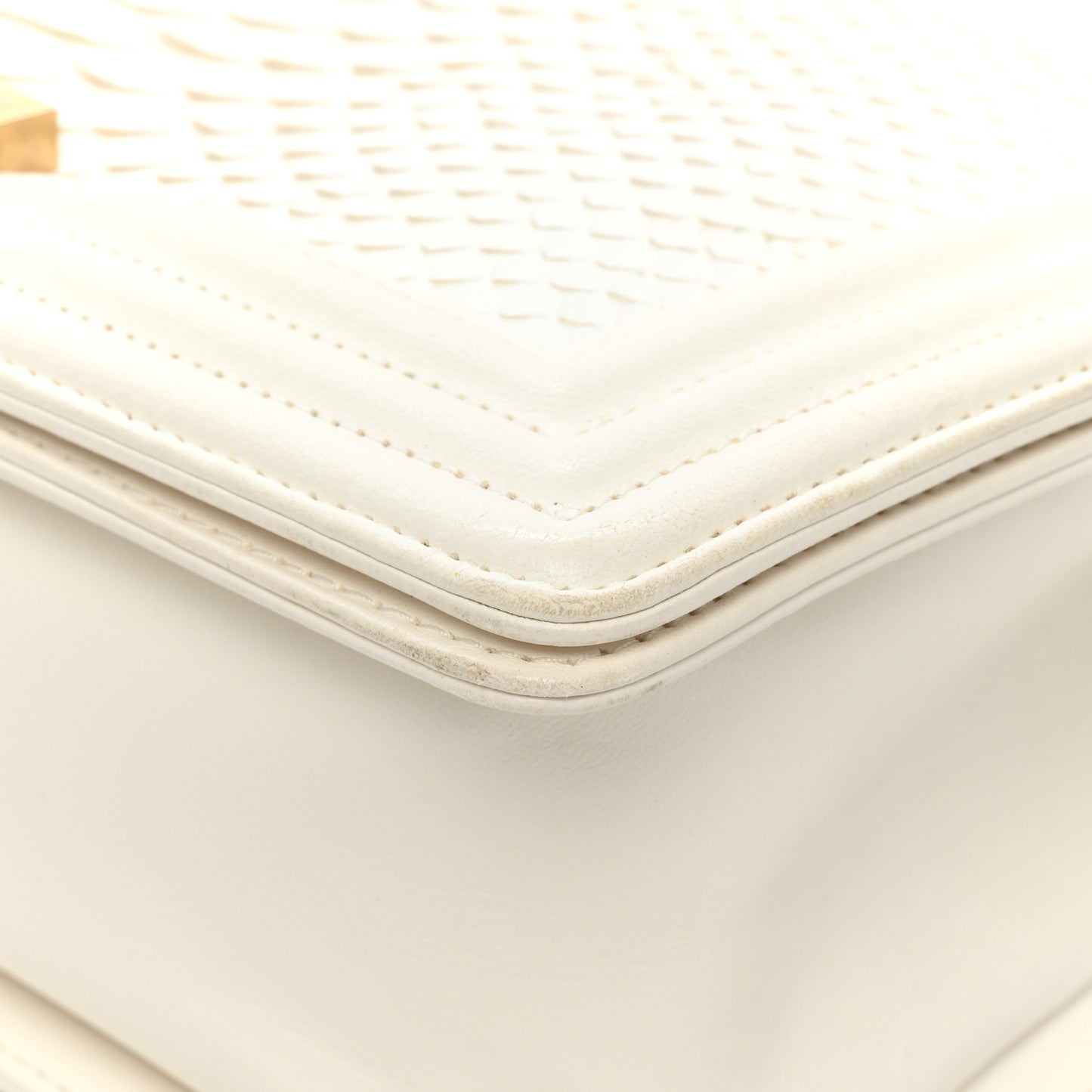 Snakeskin Medium Boy Flap White