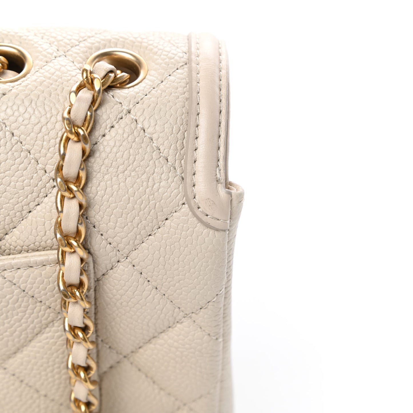 Caviar Quilted Small CC Filigree Flap Beige