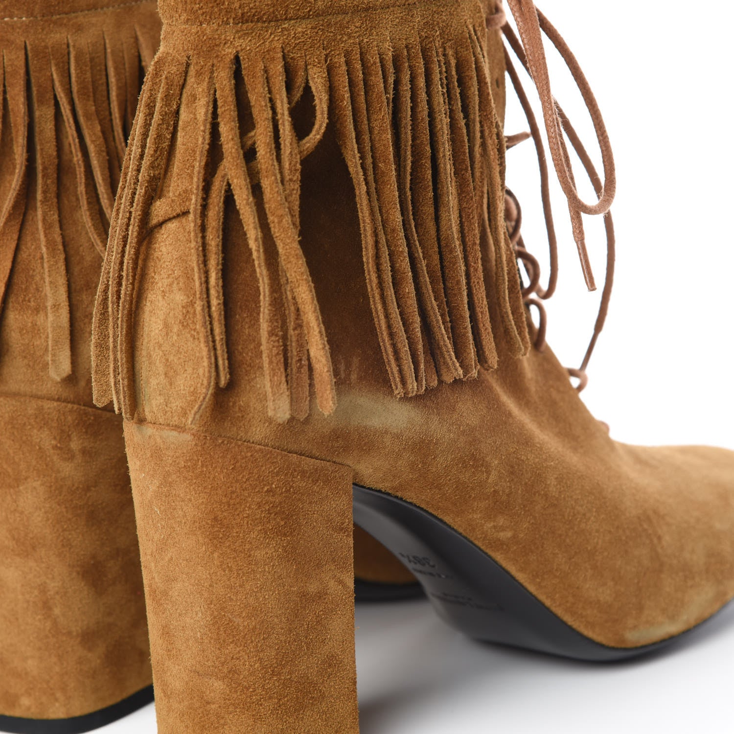 Saint Laurent Suede Babies 90 Fringe Ankle Boots 38.5 Light Tan 9 of 13