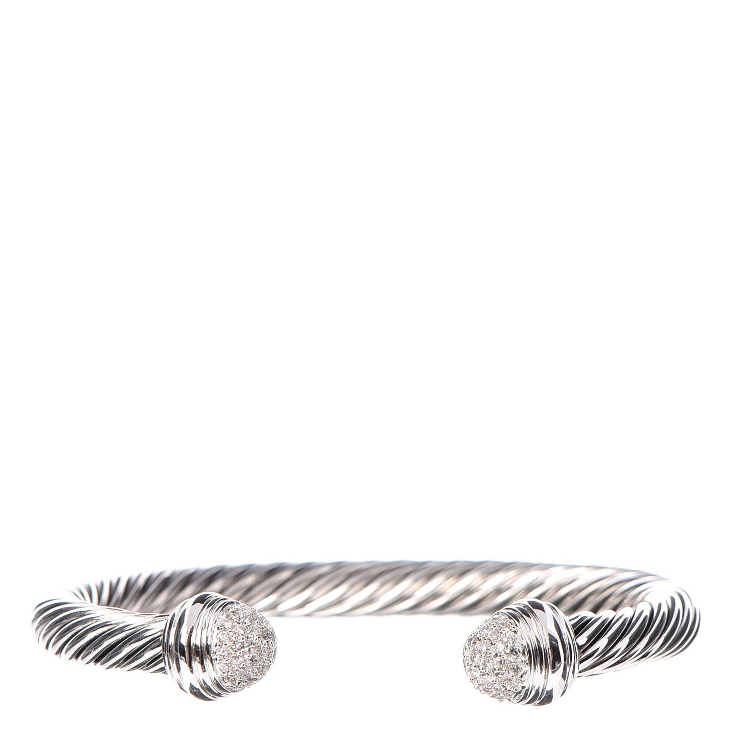 Sterling Silver Pave Diamond 7mm Cable Classics Bracelet