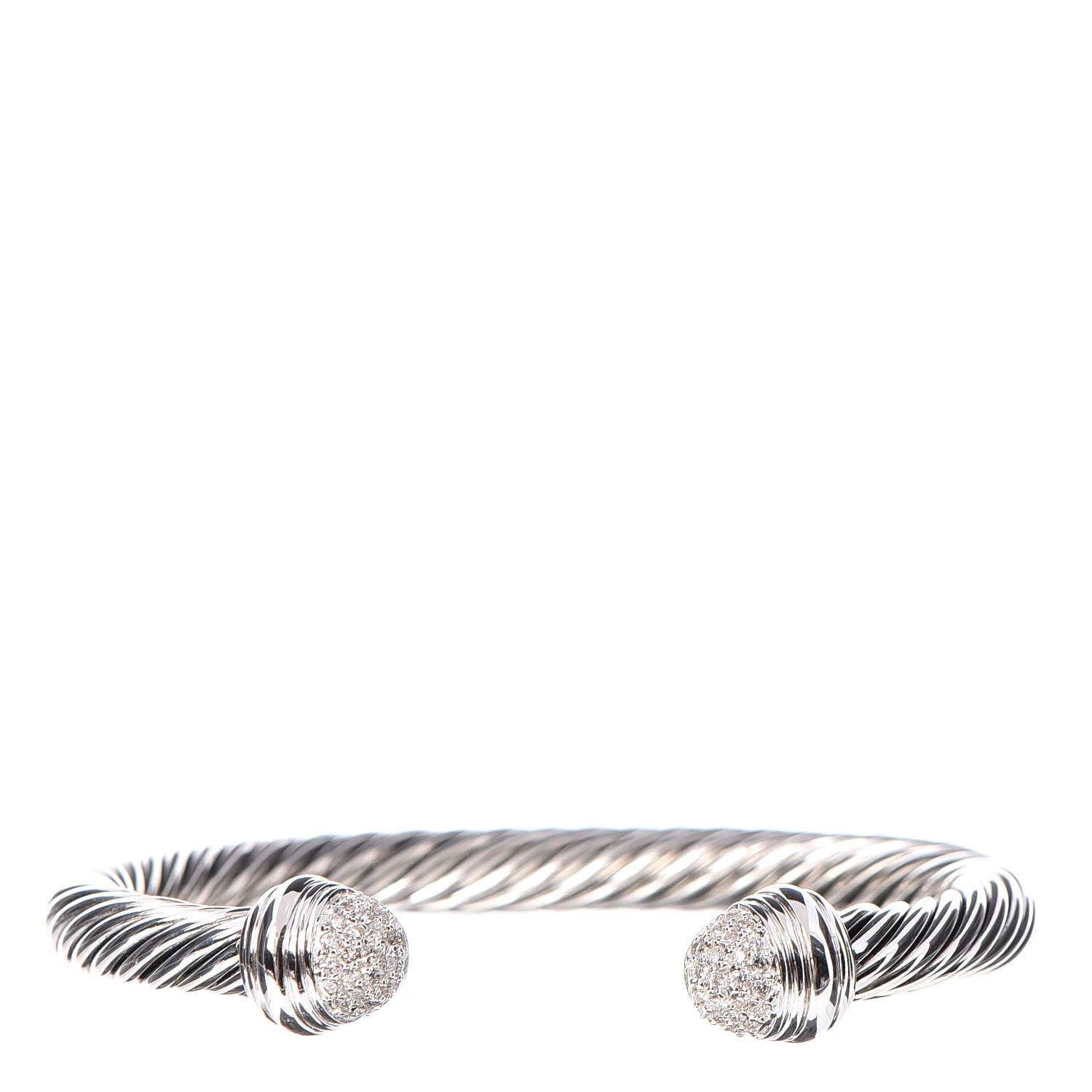 David Yurman Sterling Silver Pave Diamond 7mm Cable Classics Bracelet 1 of 4