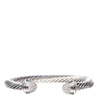 David Yurman Sterling Silver Pave Diamond 7mm Cable Classics Bracelet 1 of 4