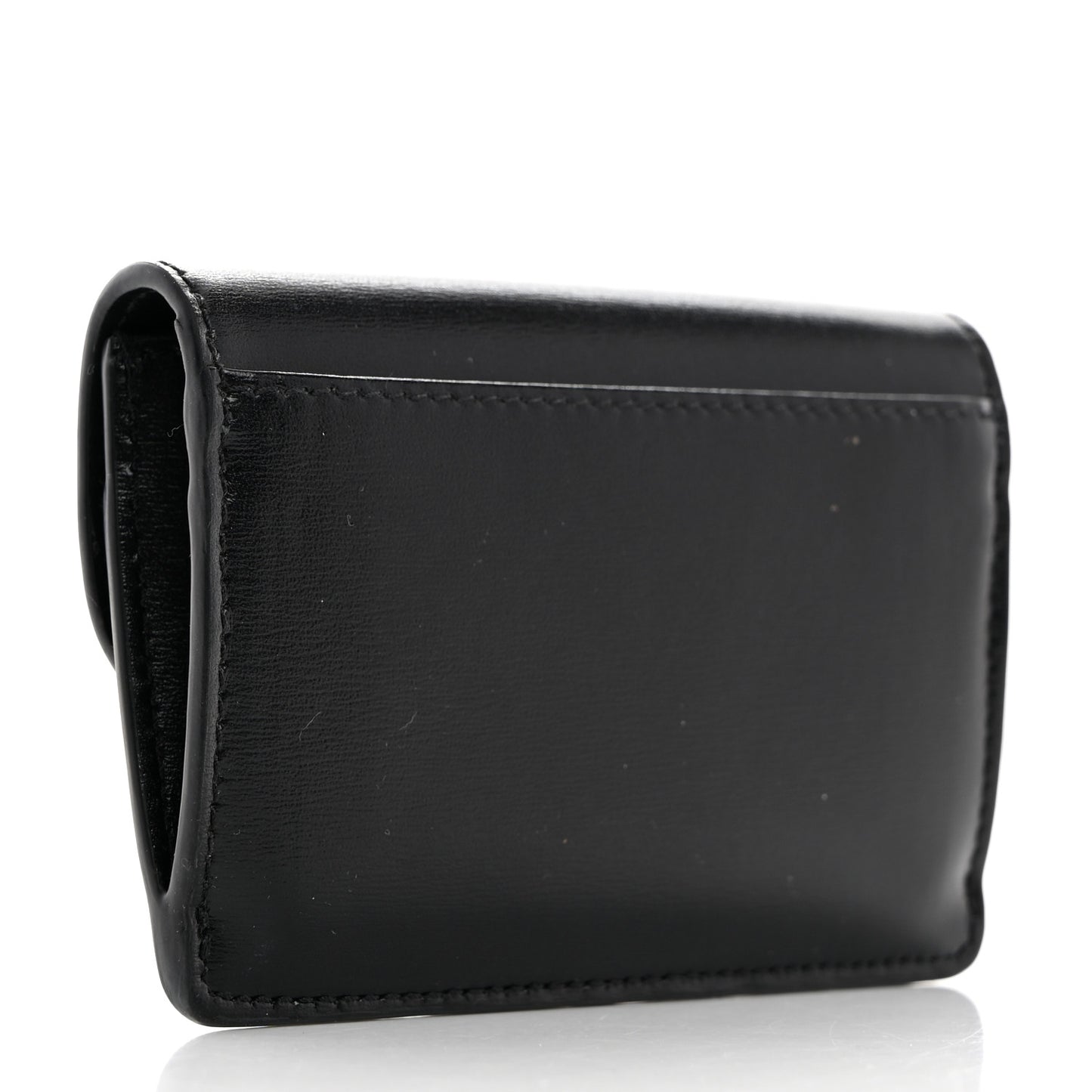 Shiny Calfskin Triomphe Flap Card Holder Black
