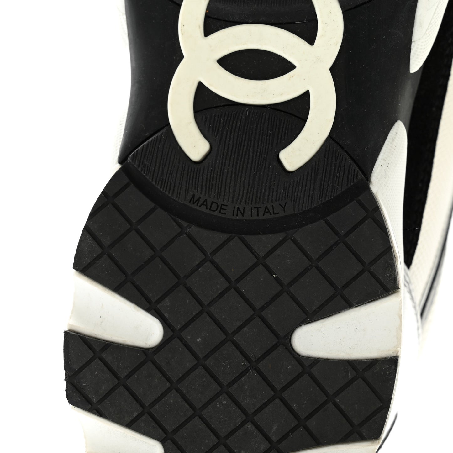 Mesh Suede Calfskin Grained Calfskin Womens CC Sneakers 40 Black White Silver