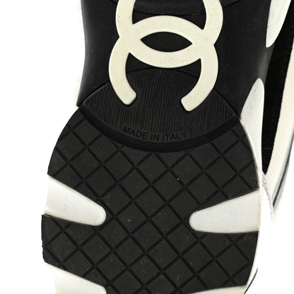 Chanel Mesh Suede Calfskin Grained Calfskin Womens CC Sneakers 40 Black White Silver 7 of 10