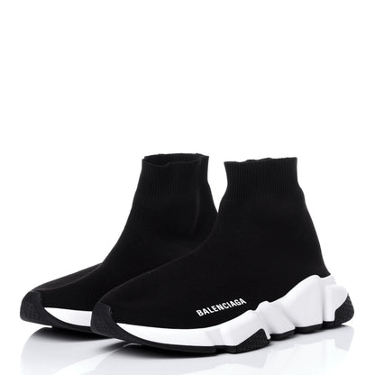Balenciaga Neoprene Knit Womens Speed Sneakers 37 Black White 3 of 11