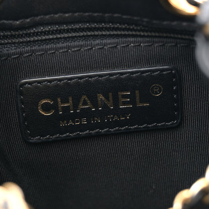Chanel Calfskin Stitched Small Egyptian Amulet Drawstring Bag Black 6 of 11