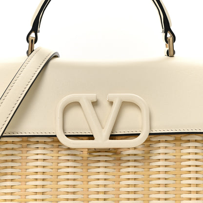 Valentino Garavani Wicker Calfskin Small VSling Top Handle Bag Natural White 7 of 9