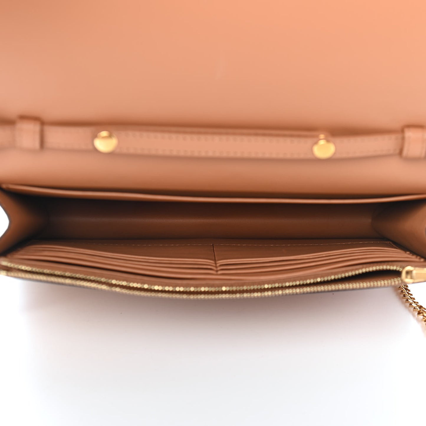 Smooth Lambskin Frame Evening Chain Clutch Tan Optic White