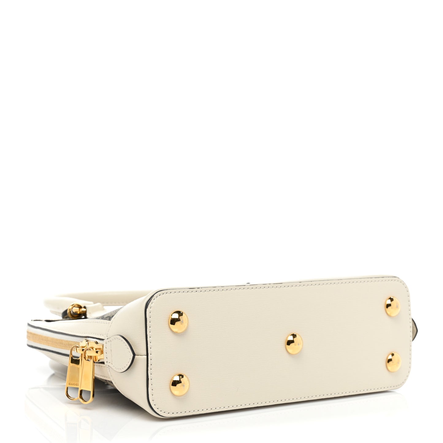 GG Supreme Monogram Azalea Calfskin Small Horsebit 1955 Top Handle Bag Beige Ebony Mystic White