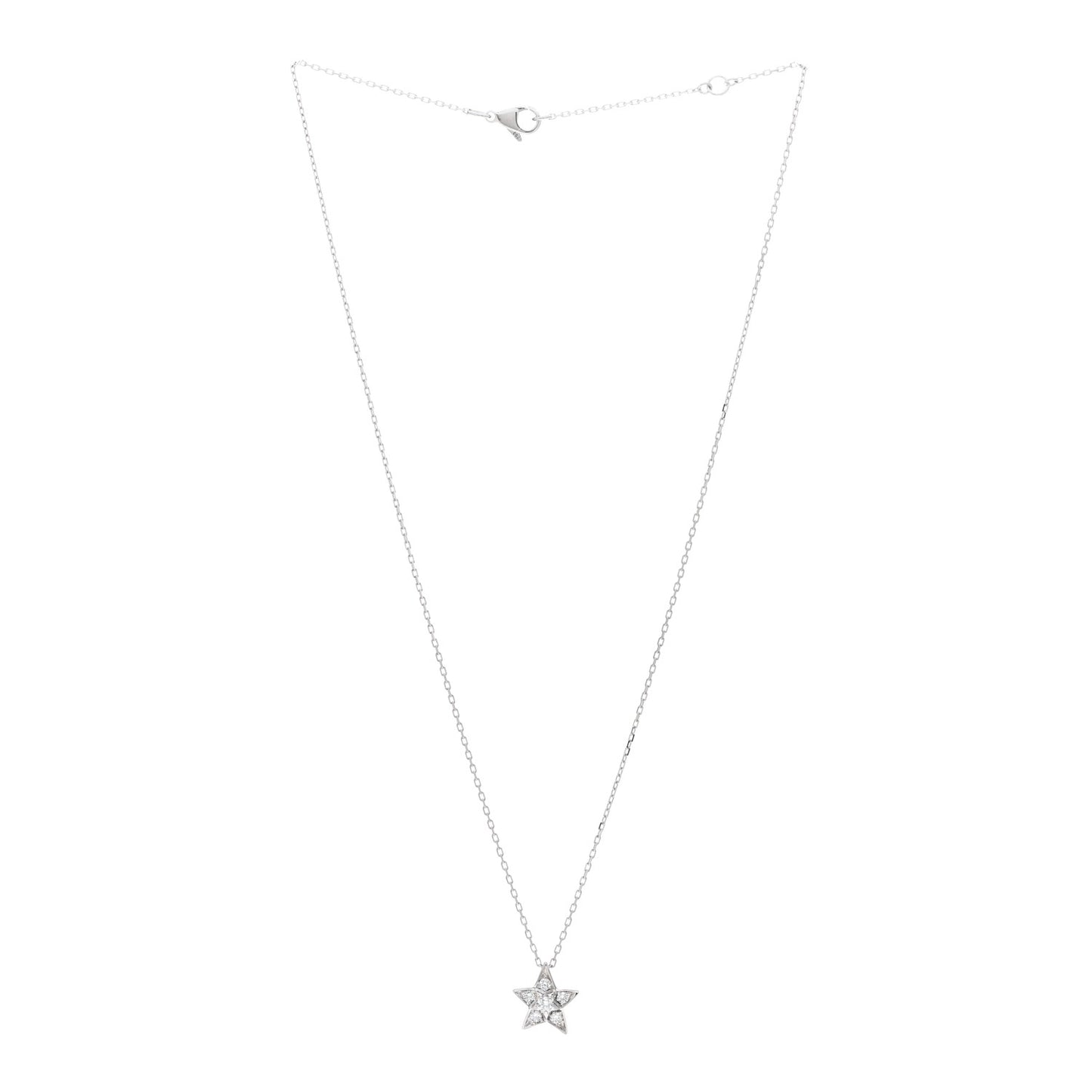18K White Gold Diamond Small Comete Geode Pendant Necklace