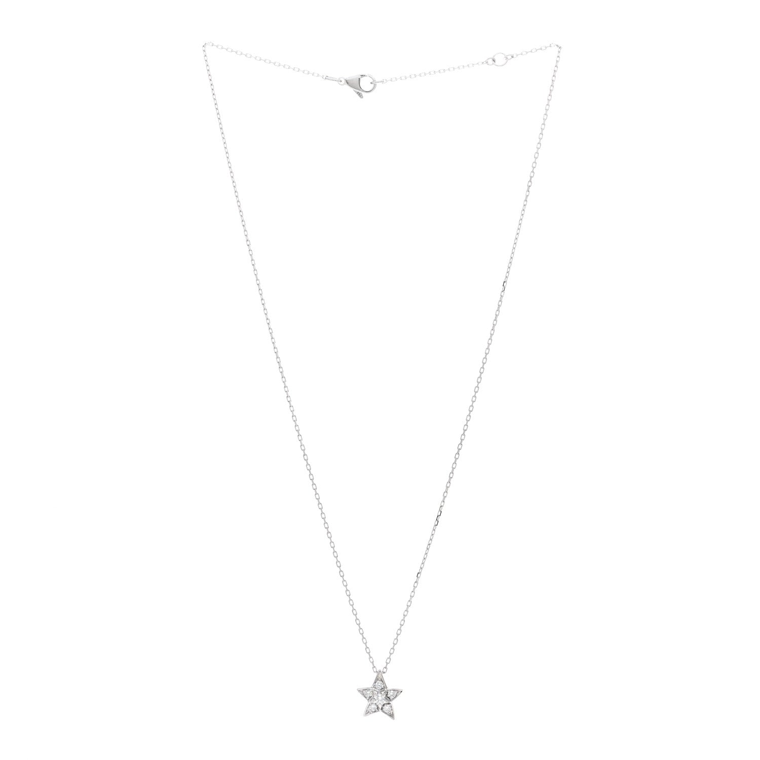 Chanel 18K White Gold Diamond Small Comete Geode Pendant Necklace 3 of 4