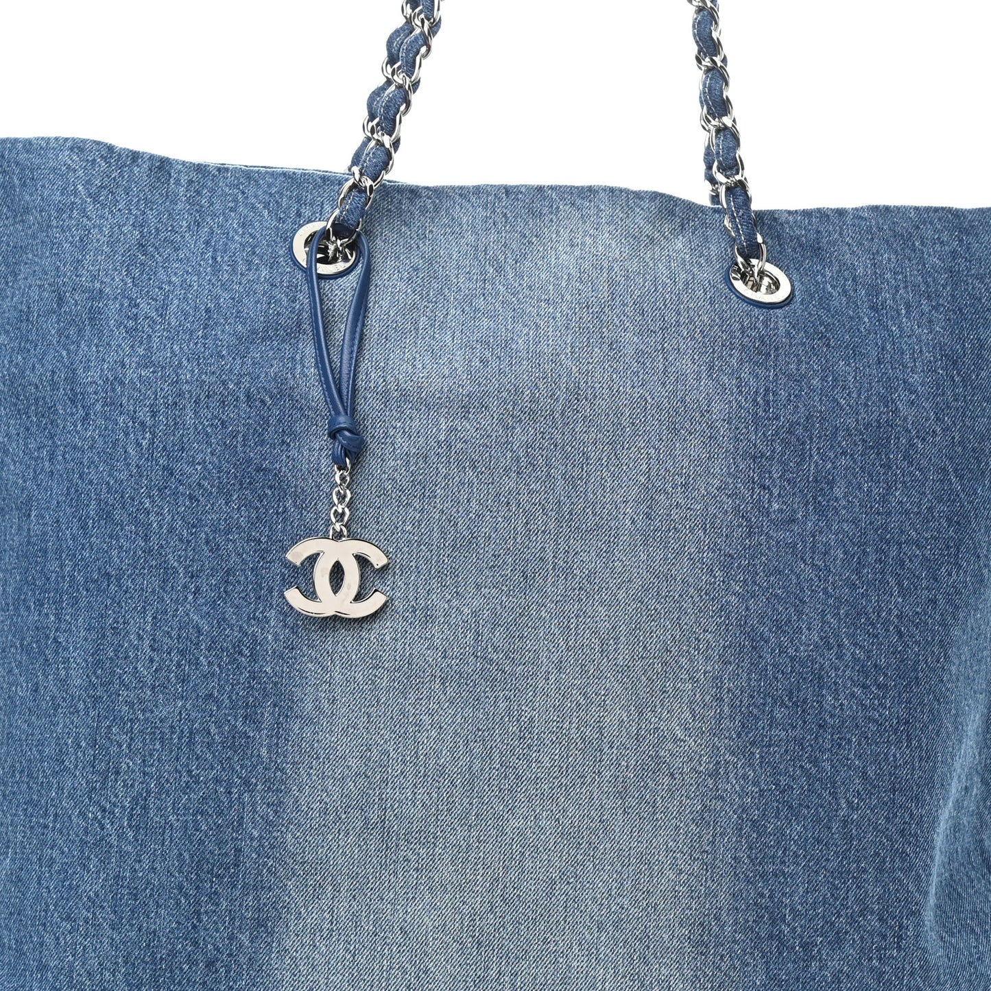 Denim Printed Shopping Bag Blue