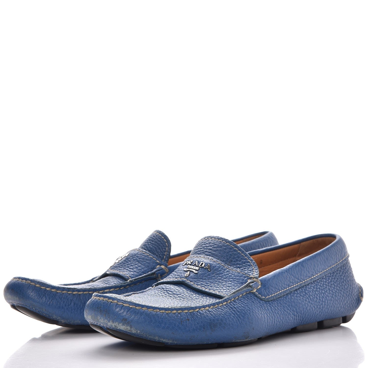 Prada Vitello Daino Loafers 8 Cobalto 3 of 15